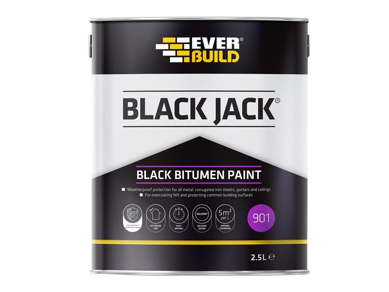 Everbuild Sika Black Jack® 901 Black Bitumen Paint 2.5 litre EVB90102