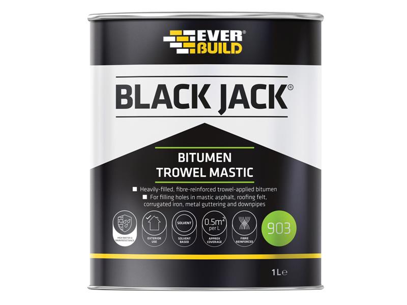 Everbuild Sika Black Jack® 903 Bitumen Trowel Mastic 1 litre EVB90301