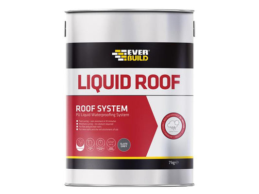 Everbuild Sika Aquaseal Liquid Roof Slate Grey 7kg EVBAQLIQRFG7