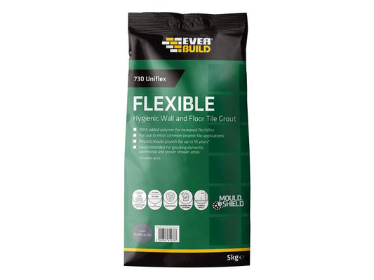 Everbuild Sika 730 Uniflex Hygienic Tile Grout Anthracite 5kg EVBFLEX5ANTH