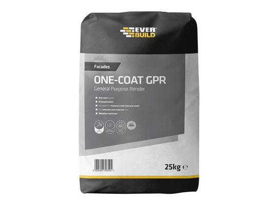 Everbuild Sika One-Coat General Purpose Render Grey 25kg EVBGPRGY25