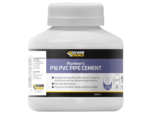 Everbuild Sika P16 Plumber's PVC Pipe Cement 250ml EVBP16PIPE