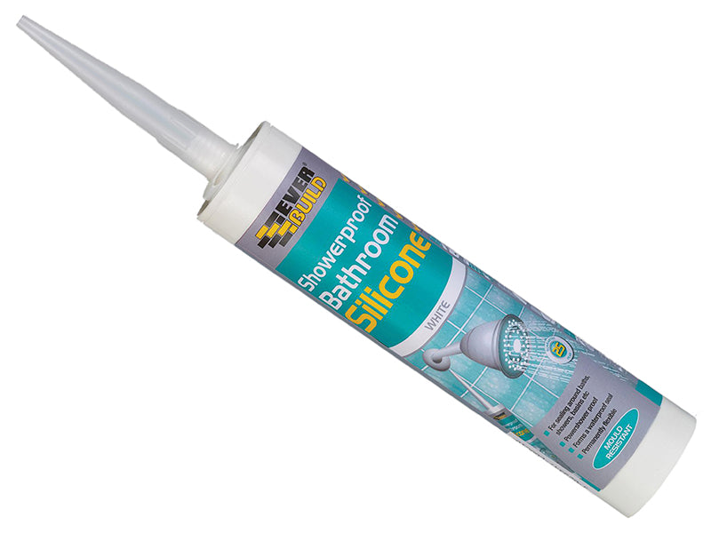 Everbuild Sika Showerproof Bathroom Silicone White 280ml EVBSHOWWE