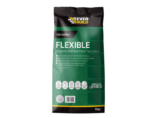 Everbuild Sika 730 Uniflex Hygienic Tile Grout Grey 5kg EVBUFLEX5GY