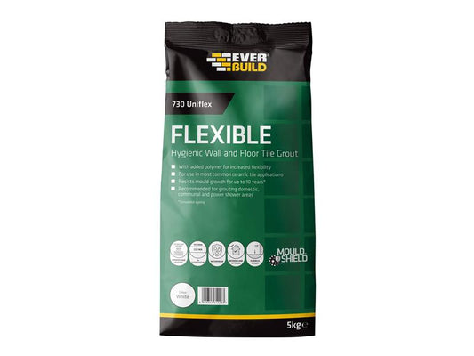 Everbuild Sika 730 Uniflex Hygienic Tile Grout White 5kg EVBUFLEX5WE