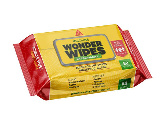 Everbuild Sika Wonder Wipes Biodegradable 60 Pieces Plastic Free EVBWIPEBIO