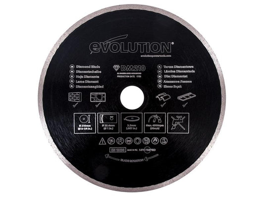Evolution Diamond Blade, Continuous Rim 210 x 25.4mm EVL210DIAM