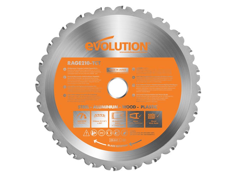 Evolution Multi-Material Mitre Saw Blade 210 x 25.4mm x 24T EVL210MULTI