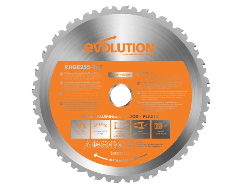Evolution Multi-Material Mitre Saw Blade 255 x 25.4mm x 28T EVL255MULTI