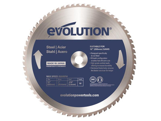 Evolution Mild Steel Cutting Mitre Saw Blade 255 x 25.4mm x 52T EVL255STEEL