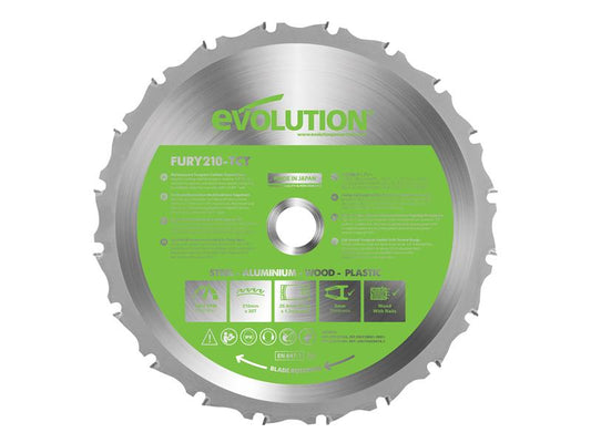 Evolution FURY® Multi-Purpose TCT Circular Saw Blade 210 x 25.4mm x 20T EVLF210MULTI