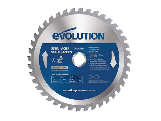 Evolution Mild Steel Cutting Mitre Saw Blade 185 x 20mm x 40T EVLM185TC40M