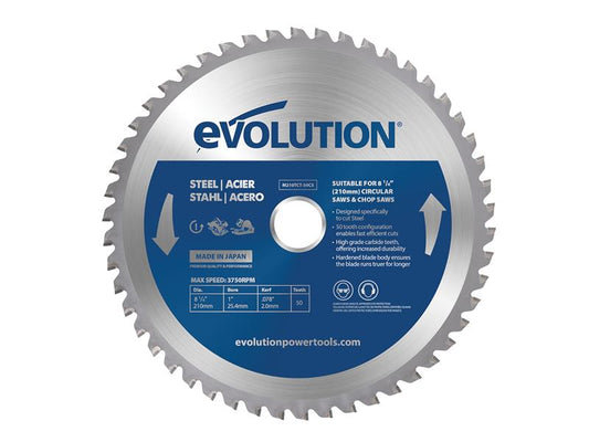 Evolution Mild Steel Cutting Circular Saw Blade 210 x 25.4mm x 50T EVLM210TC50C