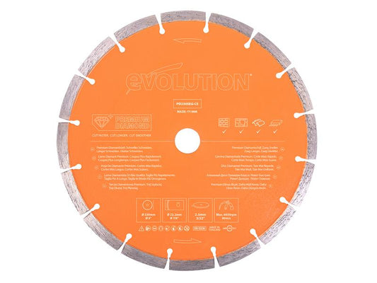 Evolution Premium Diamond Disc Cutter Blade 230 x 22.2mm EVLPD230SEGC