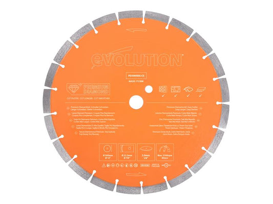 Evolution Premium Diamond Disc Cutter Blade 300 x 22.2mm EVLPD300SEGC