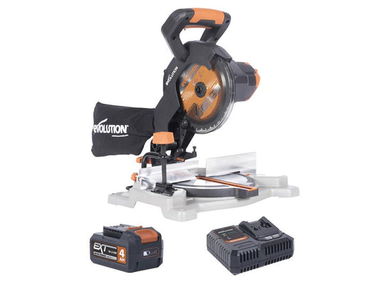 Evolution EXT Compound Mitre Saw 18V 1 x 4.0Ah Li-ion 185 x 20mm R185CMS-Li