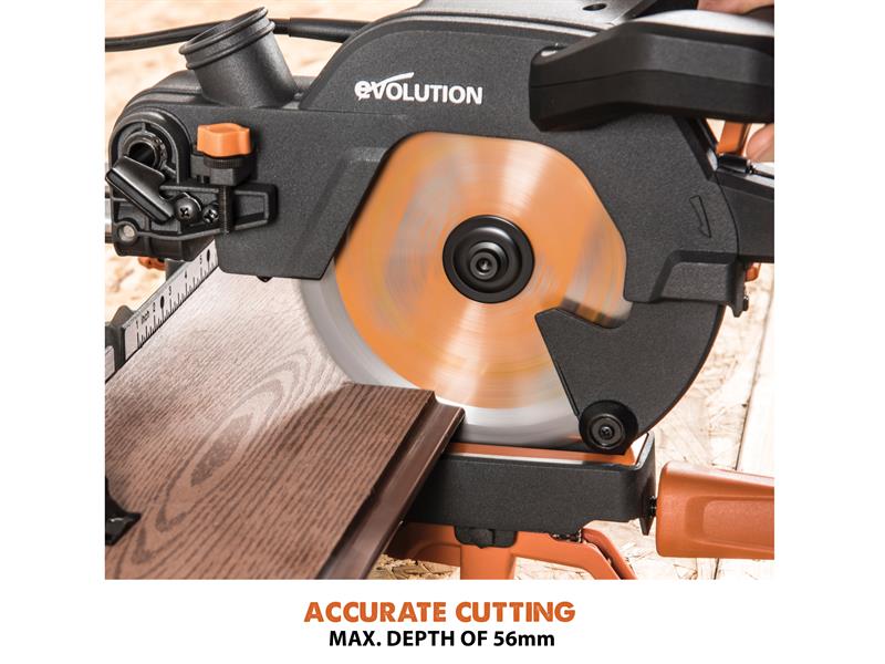 Evolution R185SMS+ 185mm Multi-Material Sliding Mitre Saw 1200W 240V EVLR185SMSP