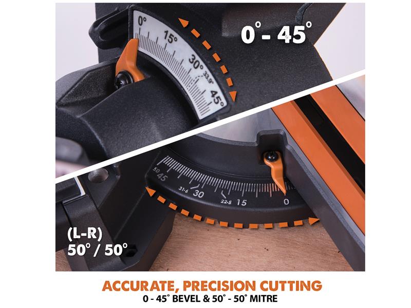Evolution R255SMS+ Pro Multi-Material Sliding Mitre Saw 255mm 2000W 240V EVLR255SMS