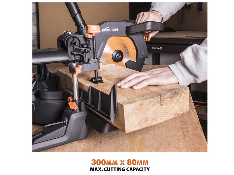 Evolution R255SMS+ Pro Multi-Material Sliding Mitre Saw 255mm 2000W 240V EVLR255SMS