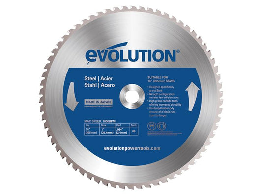 Evolution Mild Steel Cutting Chop Saw Blade 355 x 25.4mm x 66T EVLRP3552466