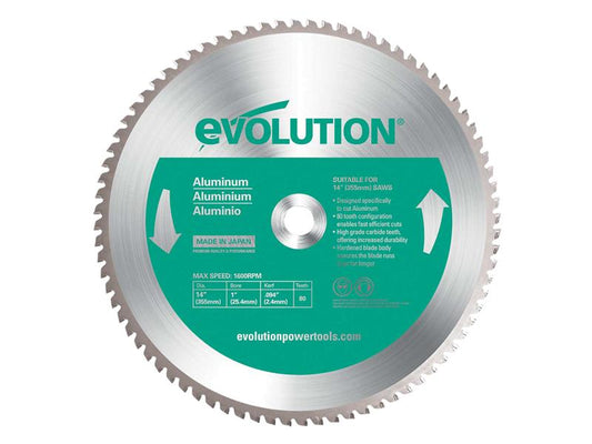 Evolution Aluminium Cutting Chop Saw Blade 355 x 25.4mm x 80T EVLRP3552580