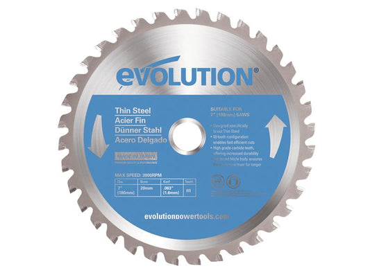 Evolution Thin Steel Cutting Circular Saw Blade 180 x 20mm x 36T EVLS1802036