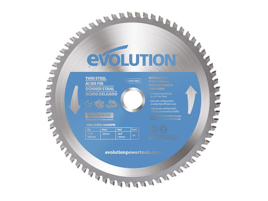 Evolution Thin Steel Cutting Circular Saw Blade 185 x 20mm x 68T EVLT185TC68C