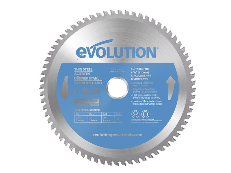 Evolution Thin Steel Cutting Circular Saw Blade 210 x 25.4 x 68T EVLT210TC68C