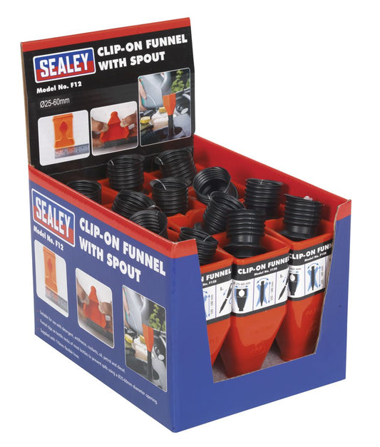 Sealey Clip-On Funnel with Spout - Display Box of 12 F12