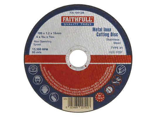 Faithfull FAI10012M Metal Cut Off Disc 100 x 1.2 x 16mm