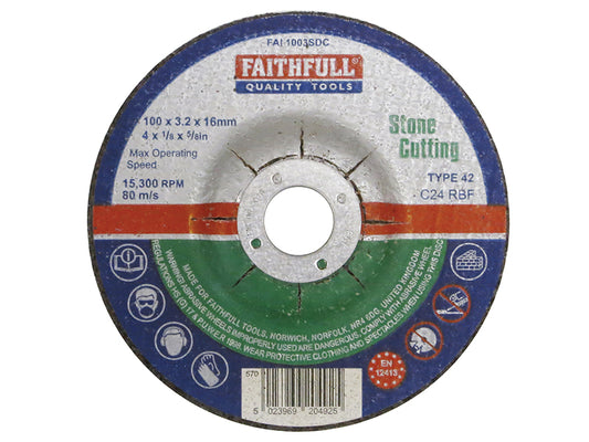 Faithfull Depressed Centre Stone Cut Off Disc 100 x 3.2 x 16mm FAI1003SDC