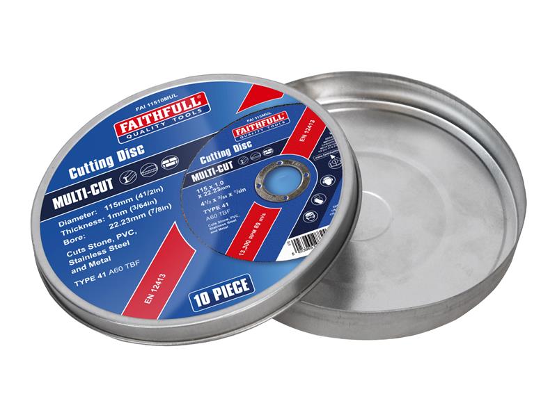 Faithfull Multi-Purpose Cutting Disc 115 x 1.0 x 22.23mm (Pack 10) FAI11510MUL