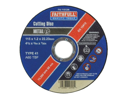Faithfull FAI11512M Metal Cut Off Disc 115 x 1.2 x 22.23mm