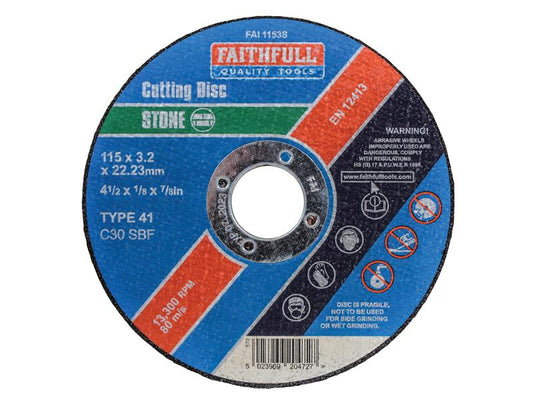 Faithfull Stone Cut Off Disc 115 x 3.2 x 22.23mm FAI1153S