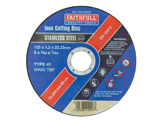 Faithfull Inox Cutting Disc 125 x 1.2 x 22.23mm FAI12512INOX