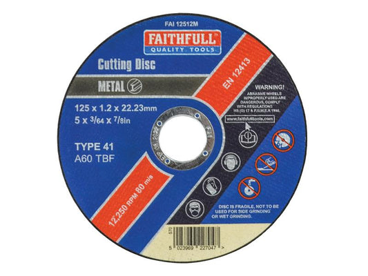 Faithfull FAI12512M Metal Cut Off Disc 125 x 1.2 x 22.23mm