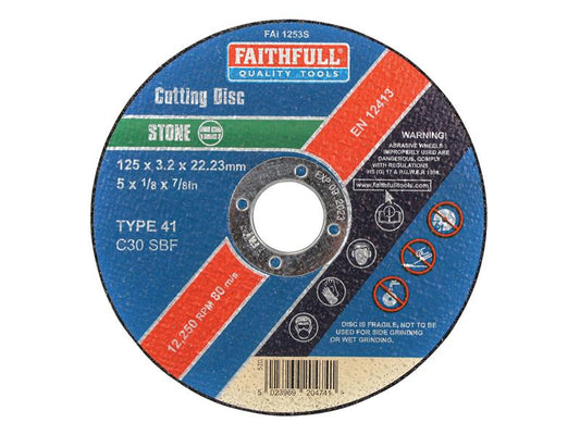 Faithfull Stone Cut Off Disc 125 x 3.2 x 22.23mm FAI1253S