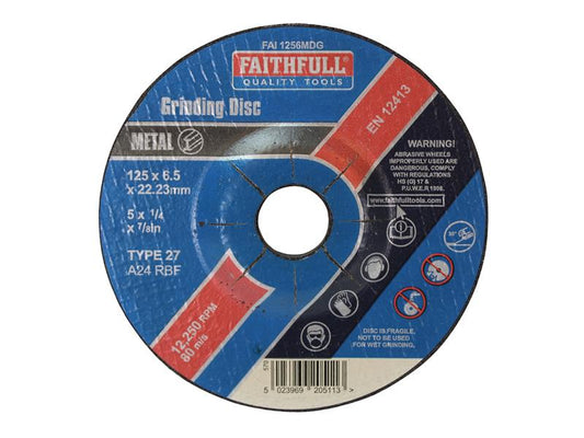 Faithfull Depressed Centre Metal Grinding Disc 125 x 6.5 x 22.23mm FAI1256MDG