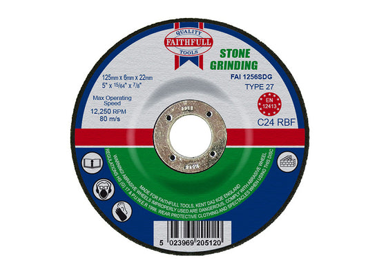 Faithfull Depressed Centre Stone Grinding Disc 125 x 6 x 22.23mm FAI1256SDG