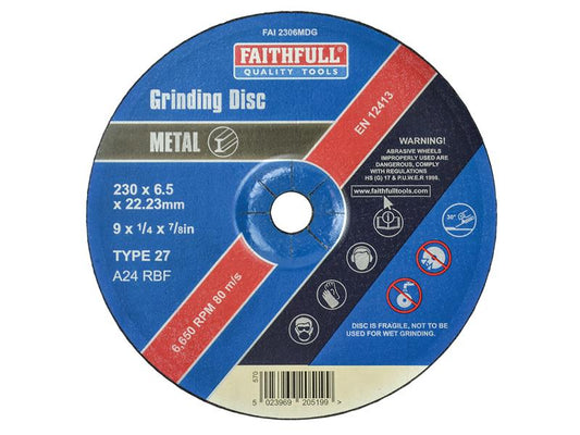 Faithfull Depressed Centre Metal Grinding Disc 230 x 6.4 x 22.23mm FAI2306MDG