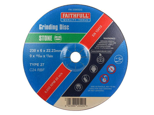 Faithfull Depressed Centre Stone Grinding Disc 230 x 6 x 22.23mm FAI2306SDG