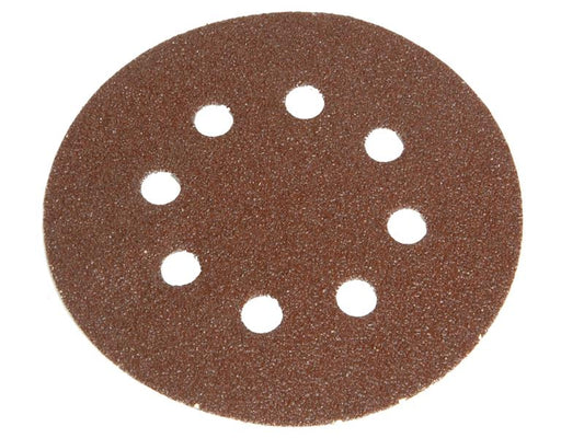 Faithfull Hook & Loop Sanding Disc DID3 Holed 125mm x 80G (Pack 5) FAIADHL125M