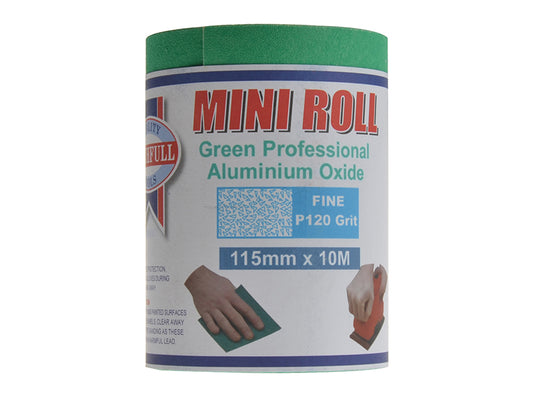 Faithfull Aluminium Oxide Sanding Paper Roll Green 115mm x 10m 120G FAIAR10120G