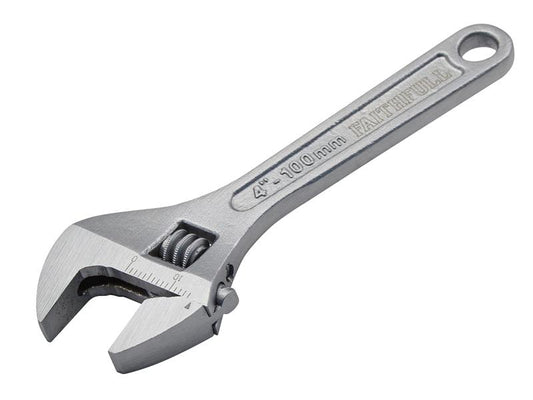 Faithfull Chrome Adjustable Spanner 100mm 4in Jaw Capacity 15mm FAIAS100MC