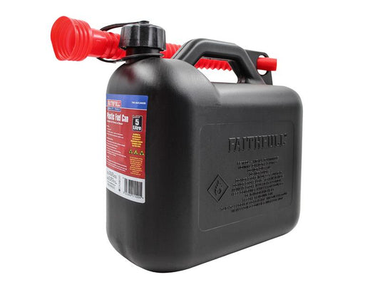 Faithfull Plastic Fuel Can Black 5 litre Storing Imflammable Liquids FAIAUCAN5B