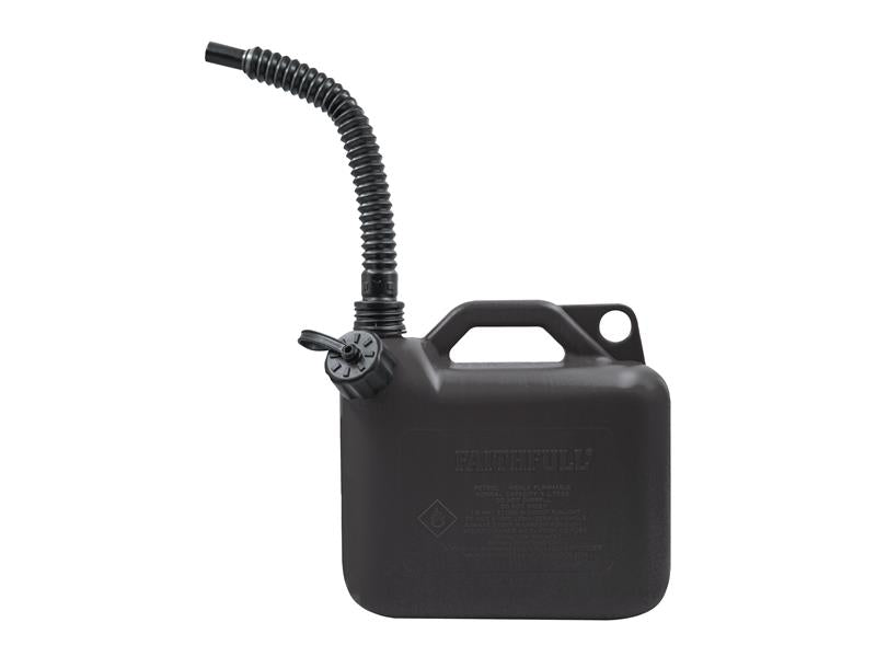 Faithfull Plastic Fuel Can Black 5 litre Storing Imflammable Liquids FAIAUCAN5B