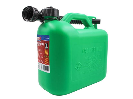 Faithfull Plastic Fuel Can Green 5 litre Storing Imflammable Liquids FAIAUCAN5G