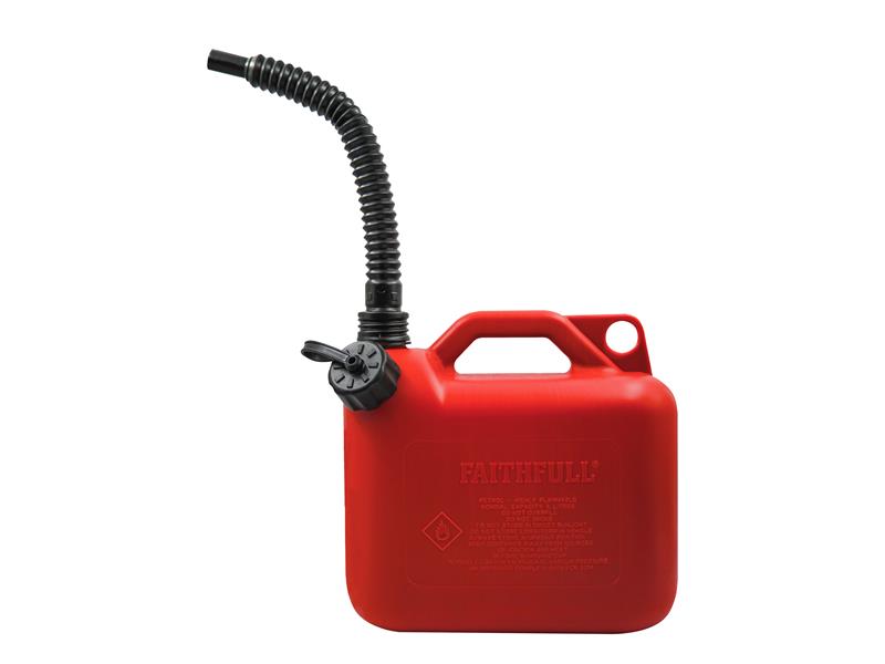 Faithfull Plastic Fuel Can Red 5 litre Storing Imflammable Liquids FAIAUCAN5R
