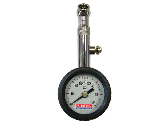Faithfull Tyre Pressure Dial Gauge 60 psi FAIAUPGAUGE
