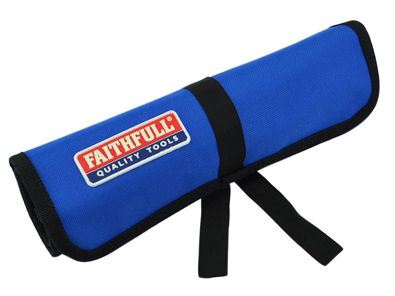 Faithfull Drill Bit Tool Roll 27 x 42cm Pockets 9 Nylon Backed Polyester FAIBR9